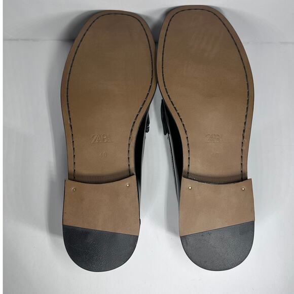 Zara Black Leather Loafers Size 40 - Picture 9 of 9